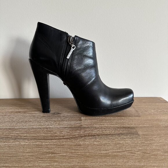 ALDO Leather Ankle Booties Womens Size 38 Mirrored High Heel Vintage Y2K - Picture 4 of 8